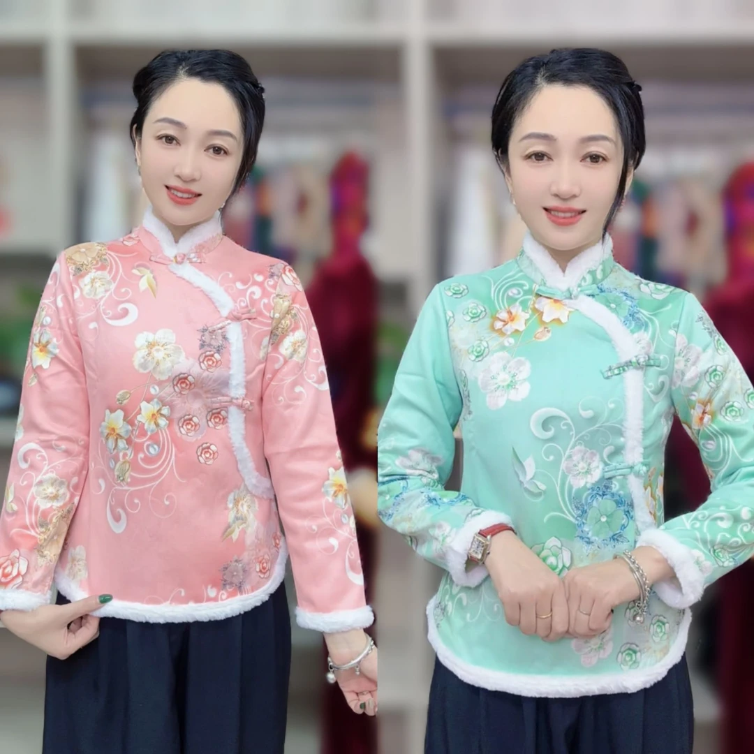 秋冬新款旗袍改良新中式民族风时尚显瘦洋气复古立领女士上衣