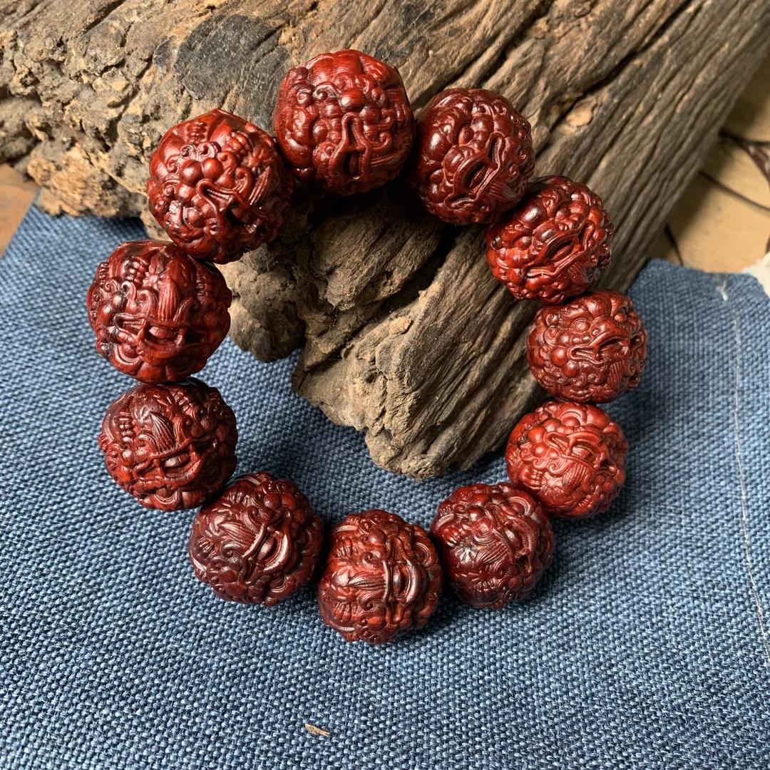 保真印度小叶紫2.2/10颗貔貅雕颗高油密手串盘玩手串把件