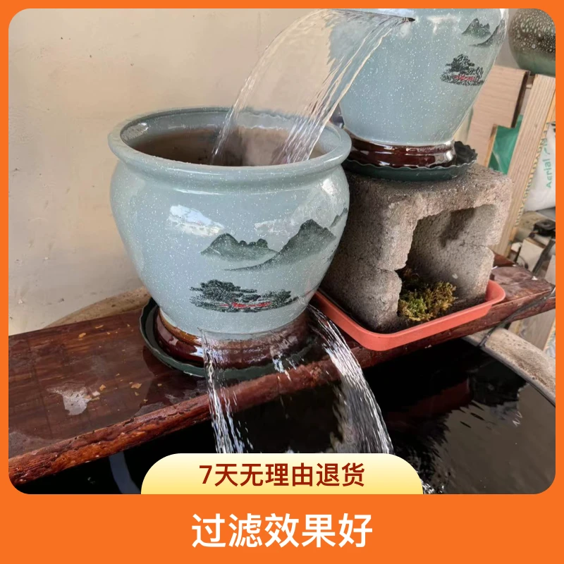 瀑布流水罐水缸养鱼瀑布流水造景过滤加强版沼泽过滤