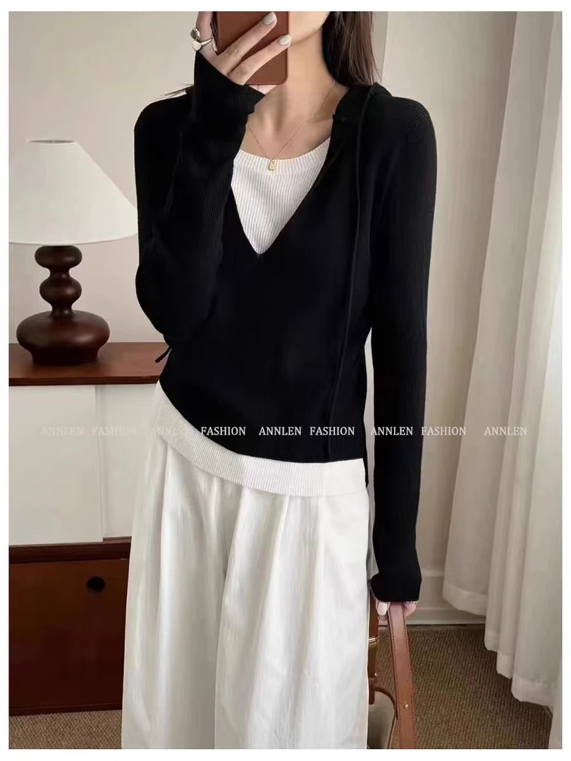 组合链接，新款设计感气质显瘦长袖针织时尚休闲百搭宽松202404