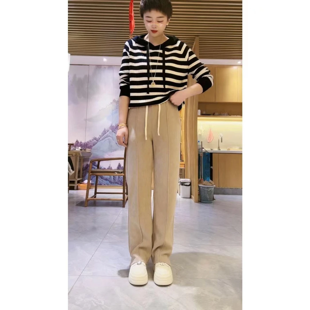 静姐2023春季新款时尚百搭显瘦条绒直筒裤 【筷子腿】       2303