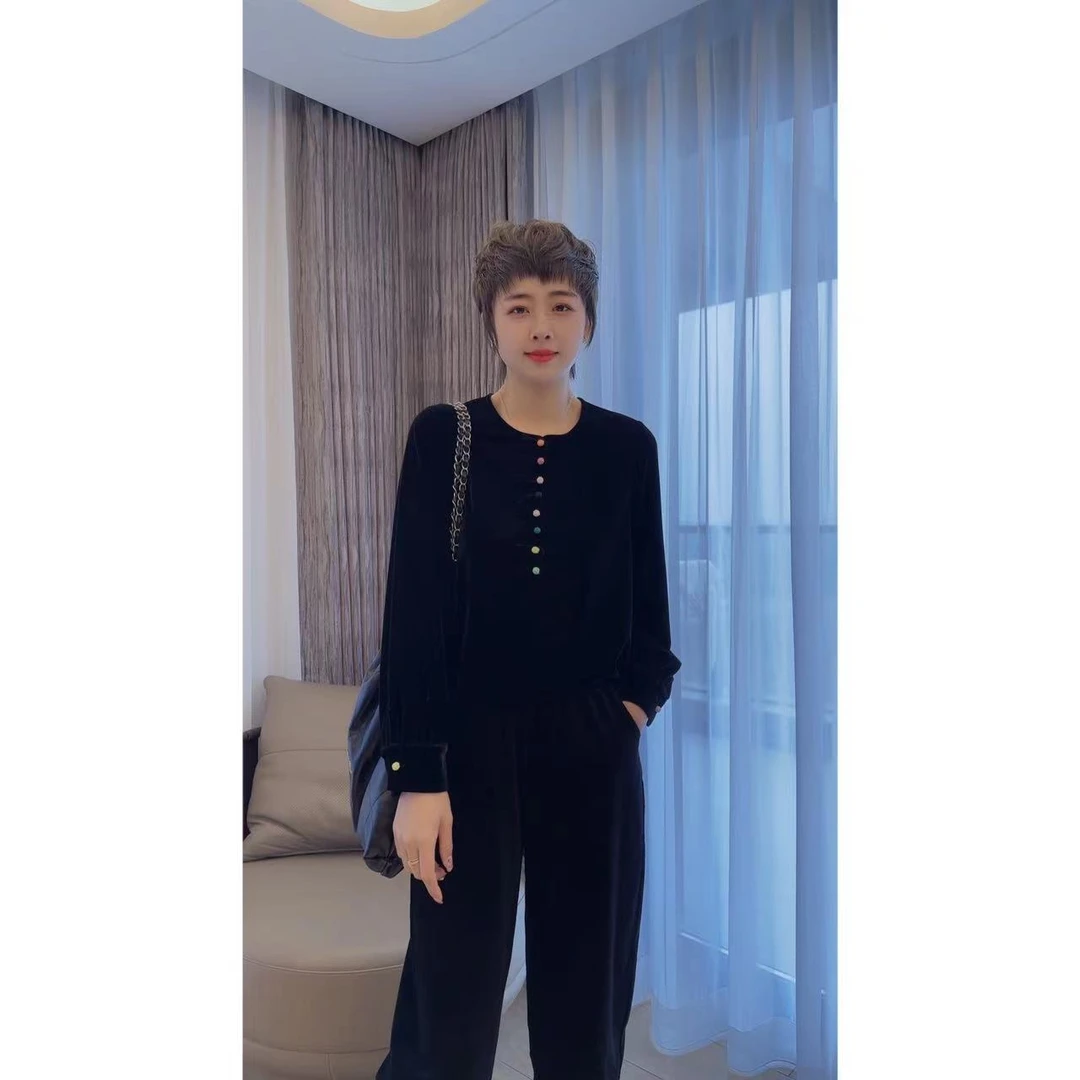 静姐【新中式七彩扣】~彩扣新中式国风系盘扣圆领打底衫JYX830983