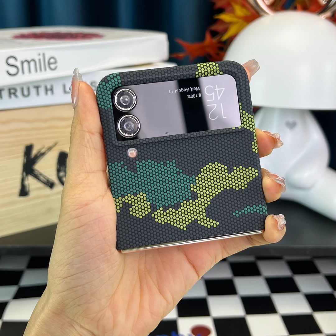 适用三星Z Flip3手机壳新品凯夫拉折叠迷彩维纹壳防摔壳
