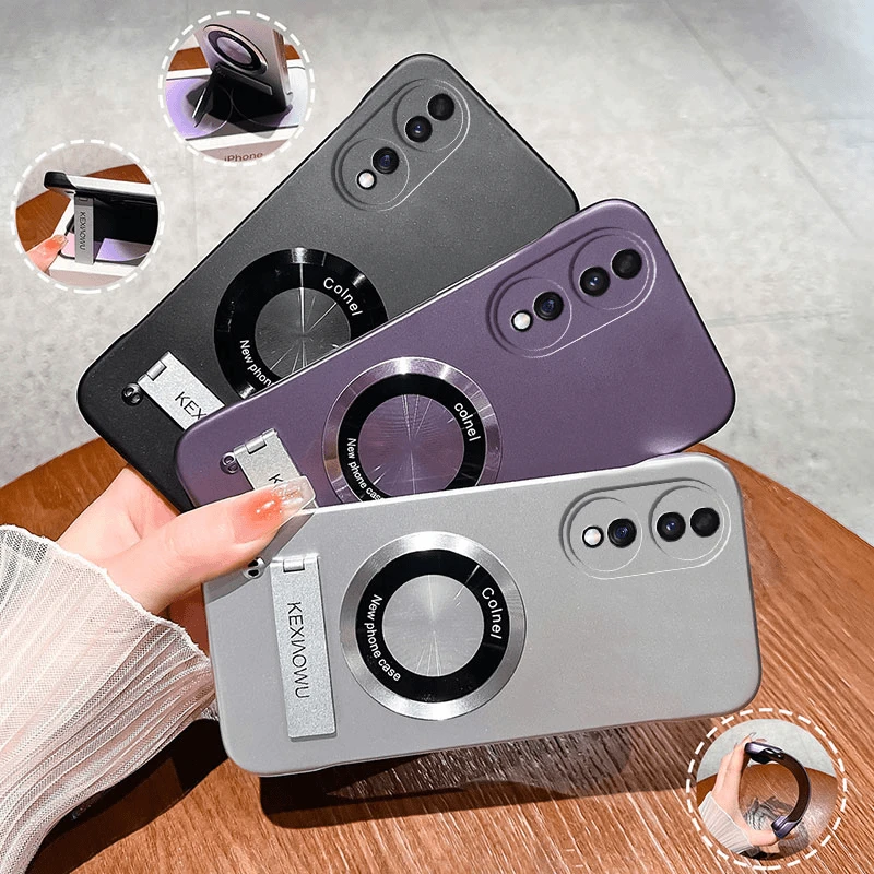 适用于荣耀70/Pro/+超薄无边框实用防摔保护套带支架高级感手机壳