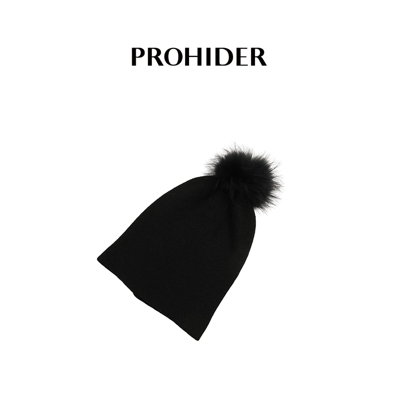 PRO HIDER貉子毛毛球针织堆堆帽