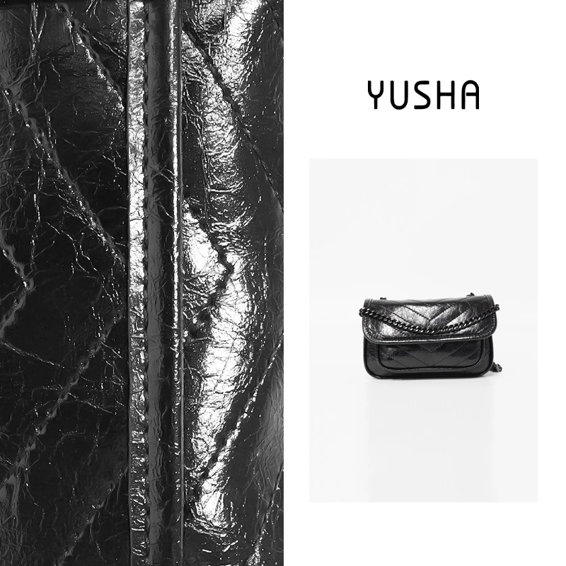 YUSHA/高档黑色迷你链条包-6688