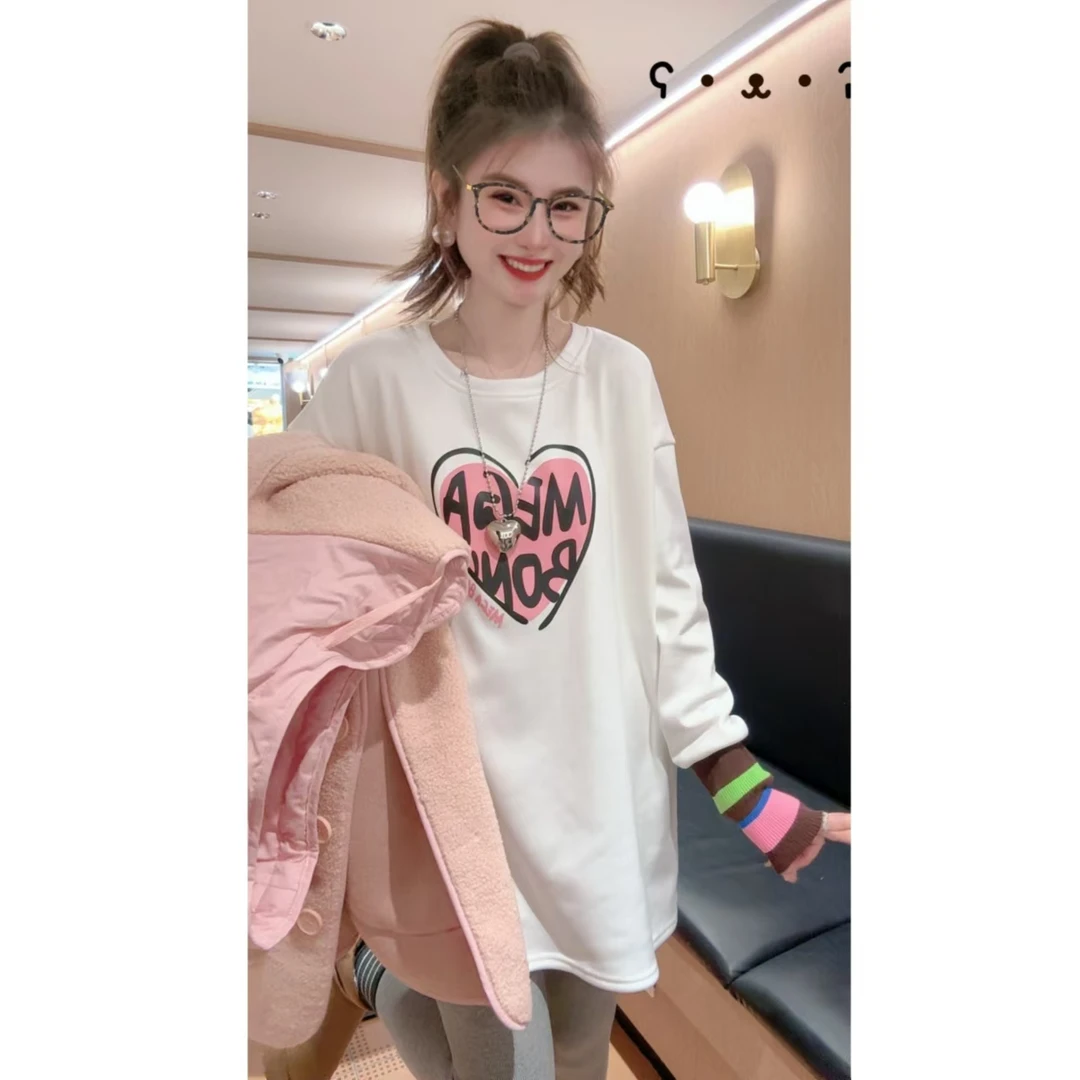 【月月专享】韩系爱心字母拼接袖宽松百搭上衣XXJ-YG00629