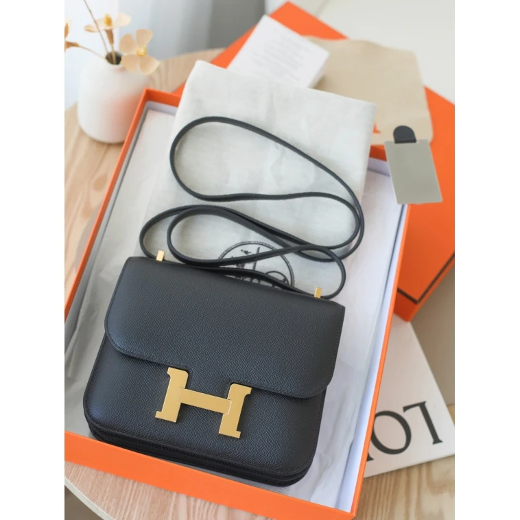 全新未使用 Hermes/爱马仕 定金链接新款康康19B刻EP皮 黑色 金扣