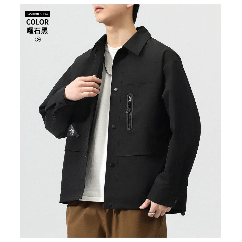 秋季工装翻领外套痞帅多口袋衬衫夹克休闲简约户外91011