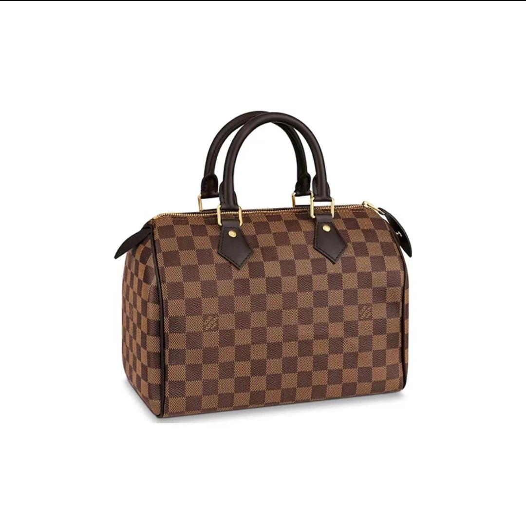 全新未使用 LouisVuitton/路易威登 LV 棋盘格 speedy25 肩带款