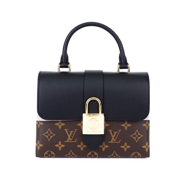 99新 LouisVuitton/路易威登 lock bb老花黑色锁头包单肩包