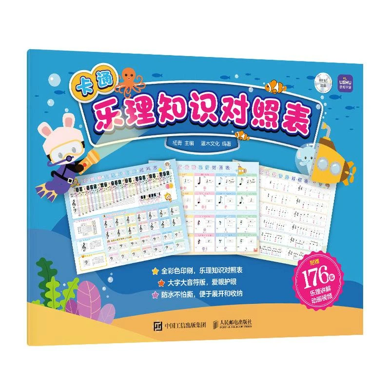 卡通乐理知识对照表 少儿实用乐理知识挂图 五线谱贴画挂大音符