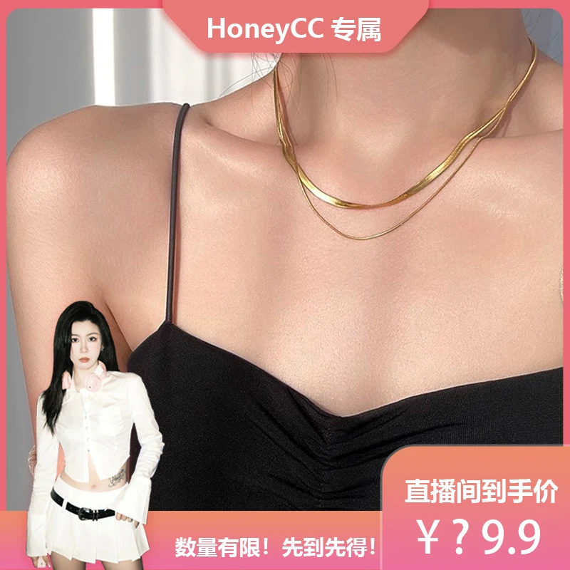 钛钢项链 2025素链ins辣妹新款欧美蛇骨链双层叠戴项链轻奢锁骨链