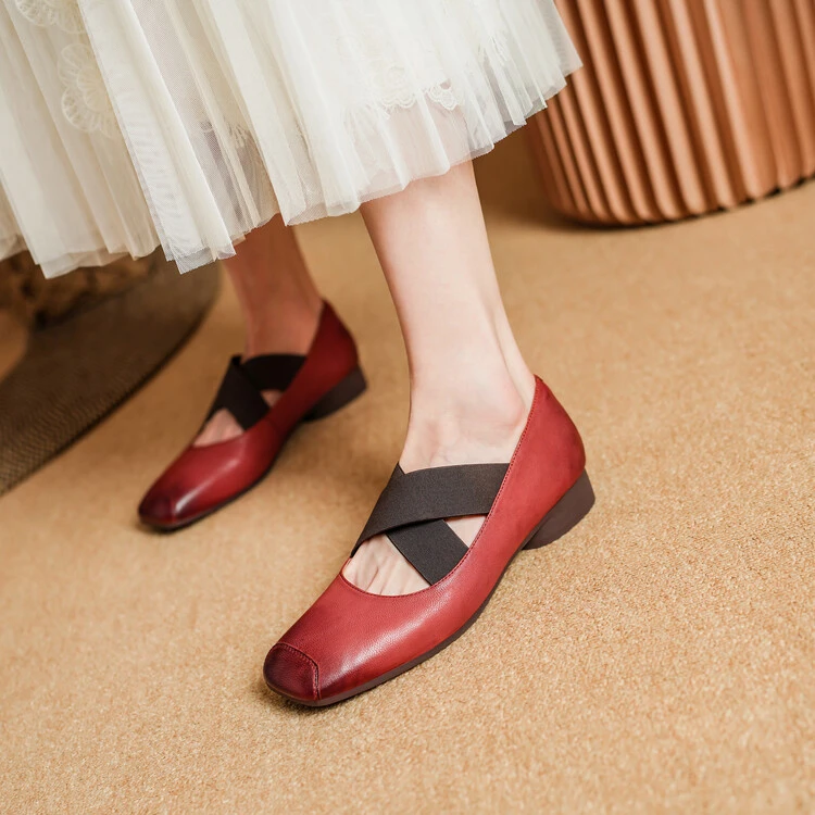 2.5cm 法式小众设计感百搭粗跟单鞋秋季通勤休闲简约时尚方头单鞋