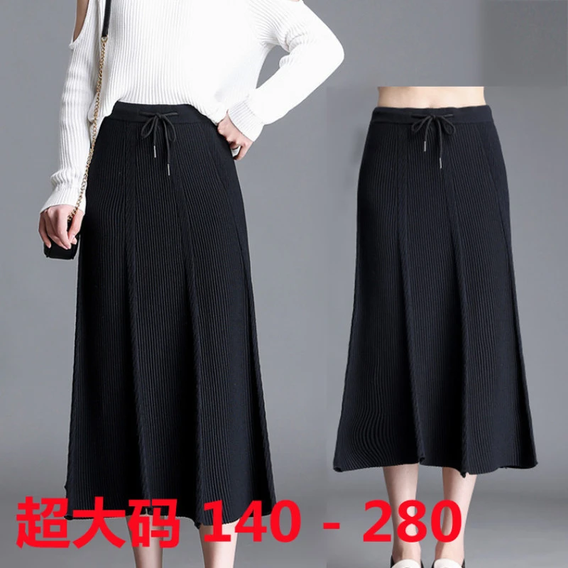 369# GX韩版胖MM特大码春秋装毛织半身裙A字裙修身显瘦