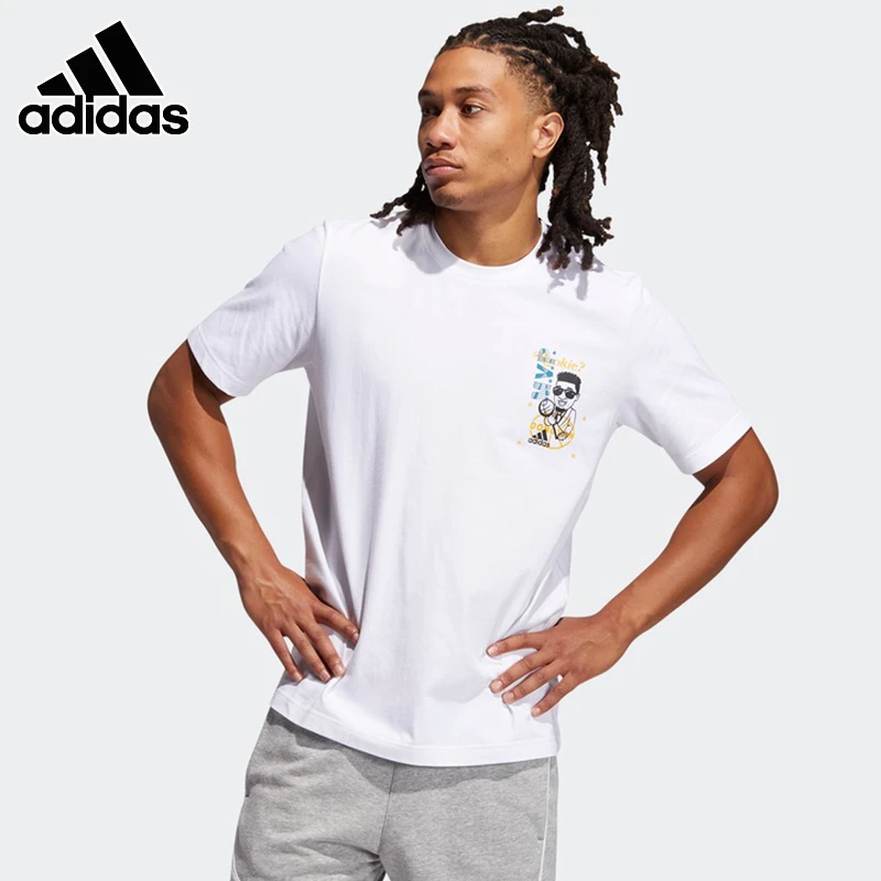 Adidas 米切尔男女情侣篮球运动透气针织圆领短袖T恤 GP3437