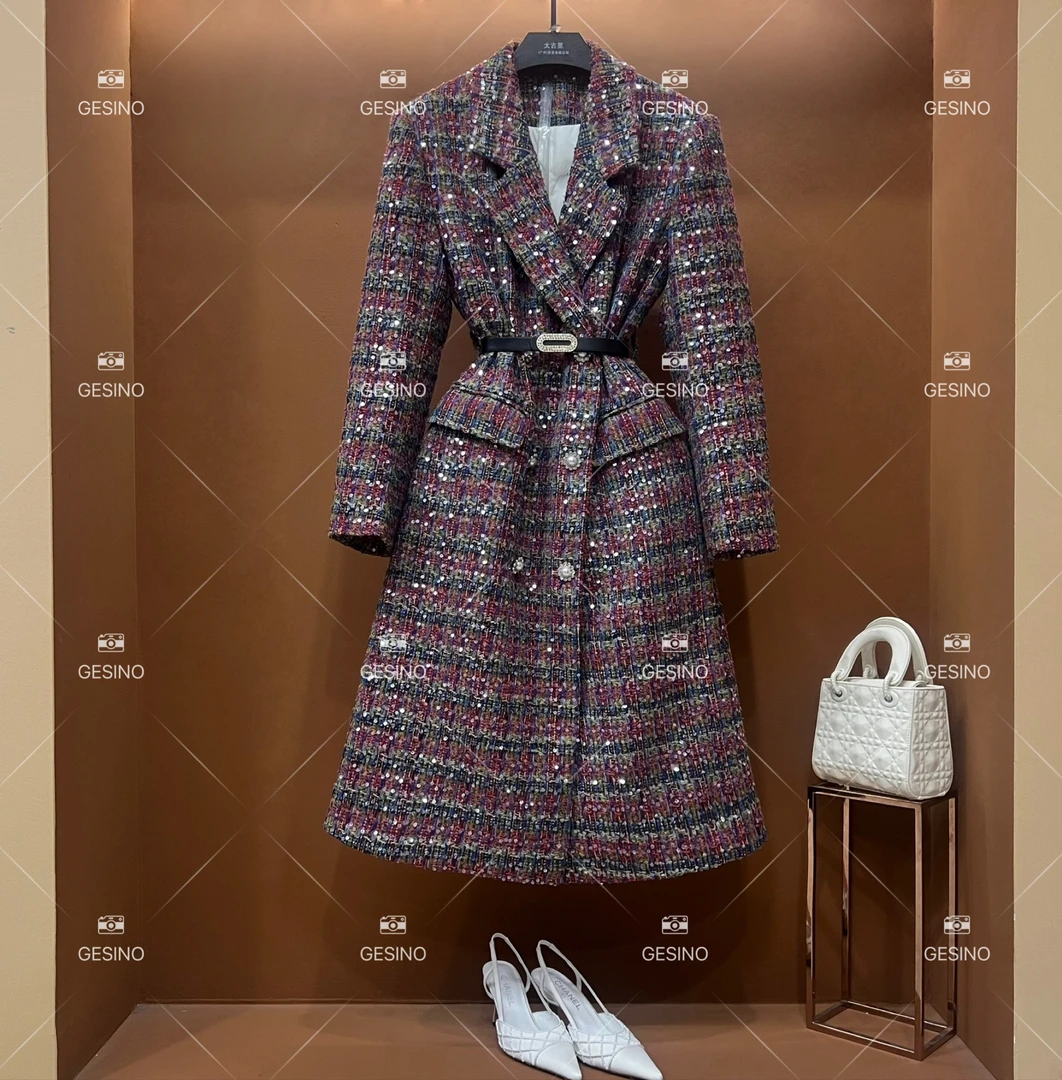 【闵闵】秋冬气质小香风时尚设计师中长款外套 QD-2025222