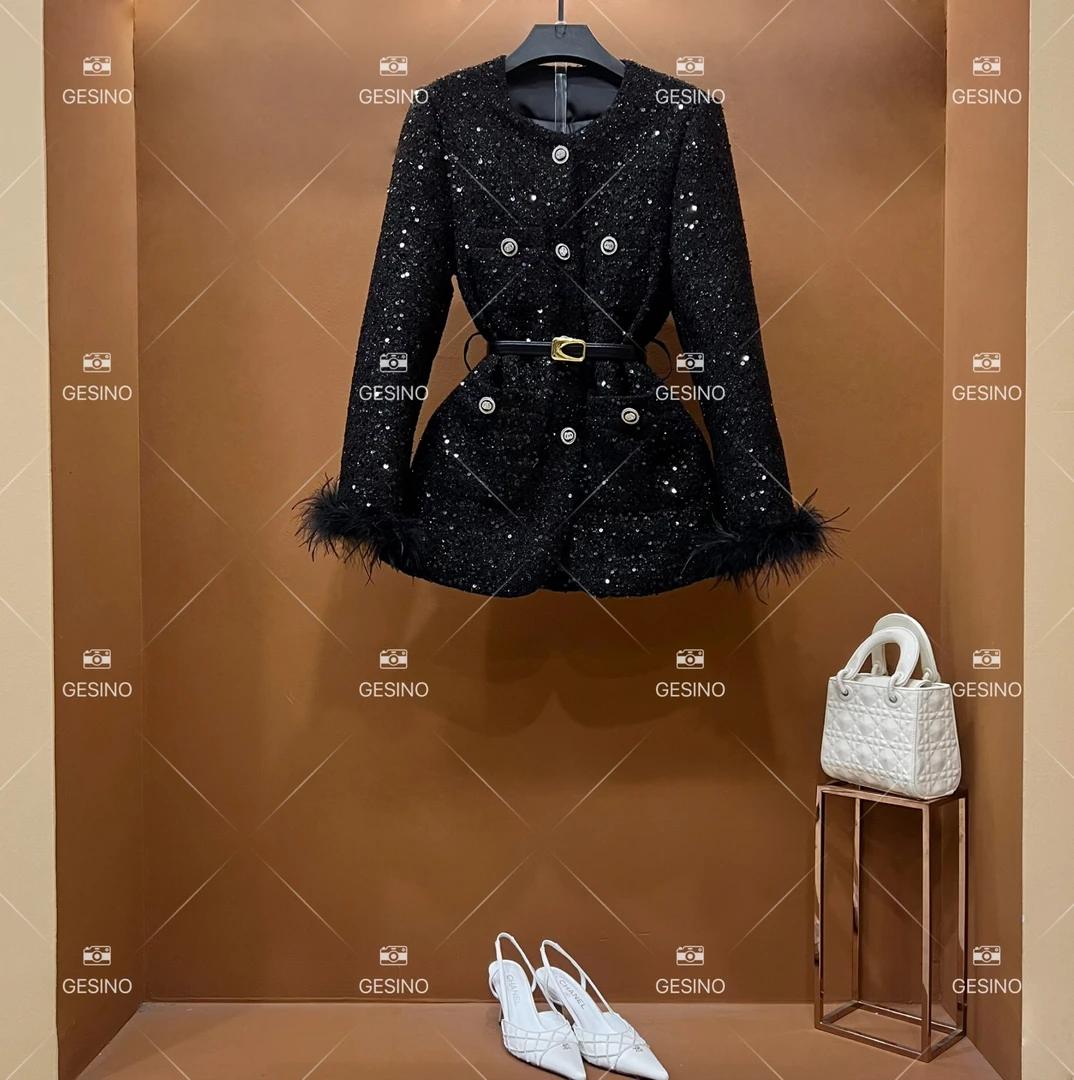 【闵闵】秋冬气质小香风时尚设计师中长款外套 QD-2025239