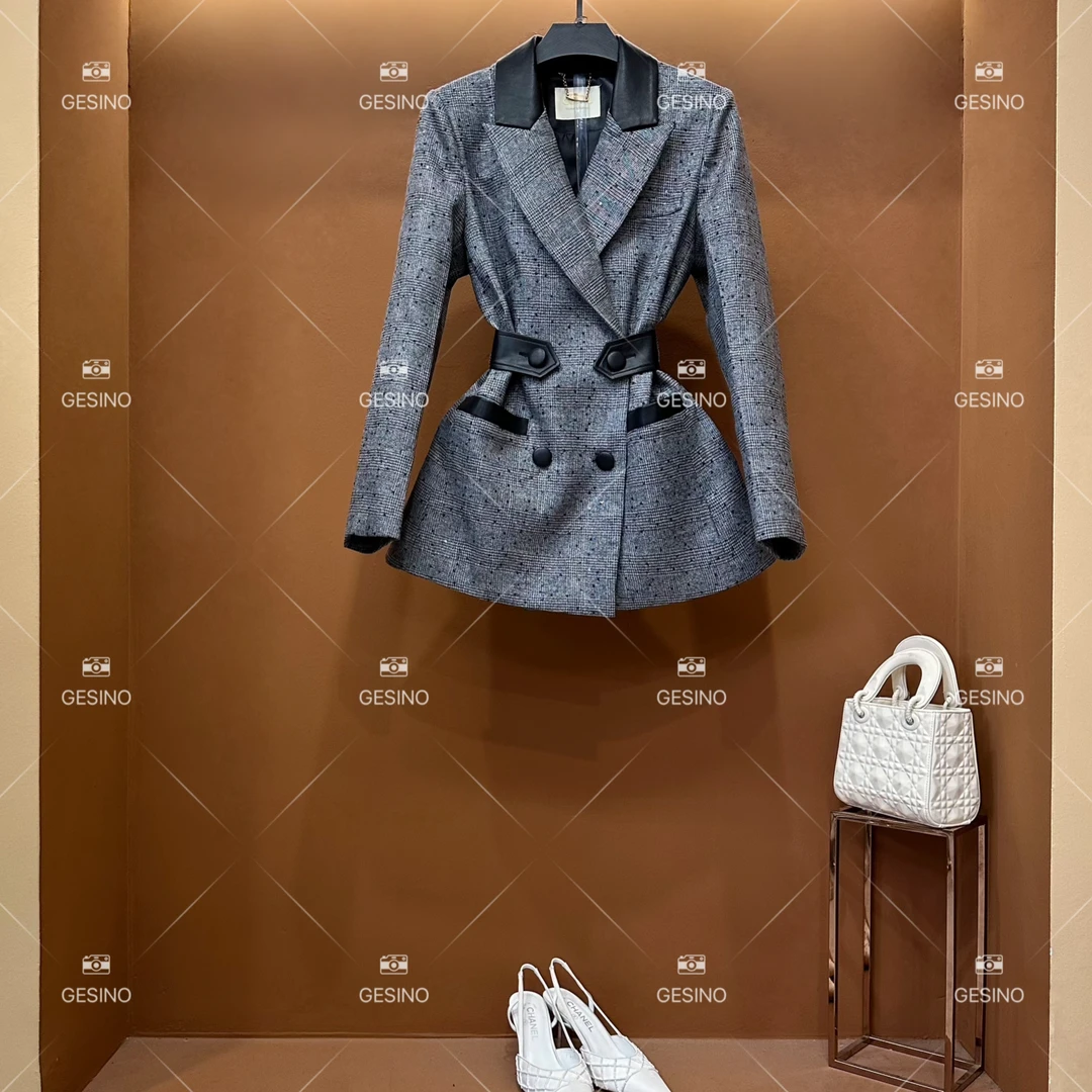 【露】秋冬款小香风法式时尚复古中长款假两件气质短款女QD-2024792