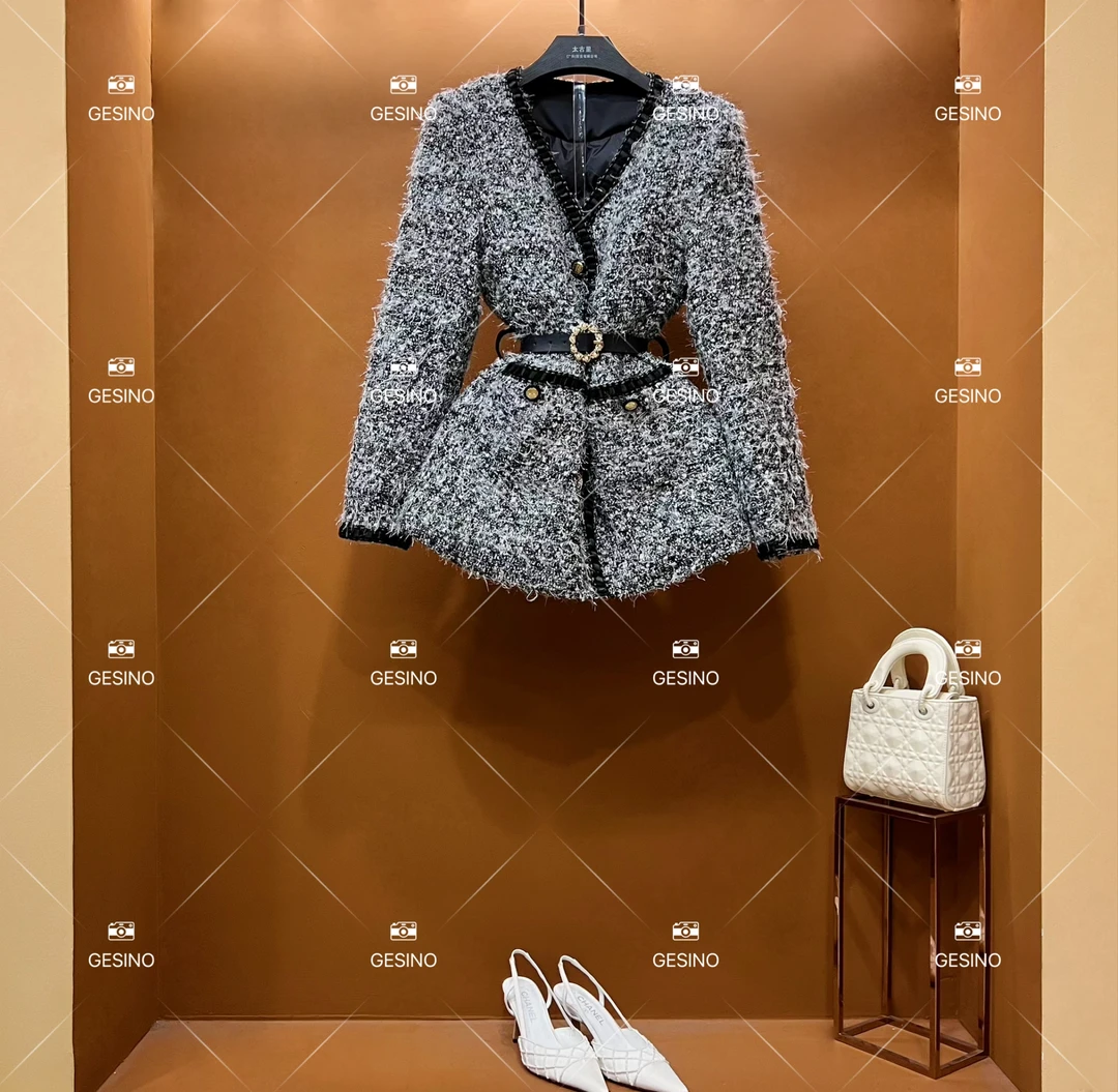 【闵闵】秋冬气质小香风时尚设计师中长款外套 QD-2025333