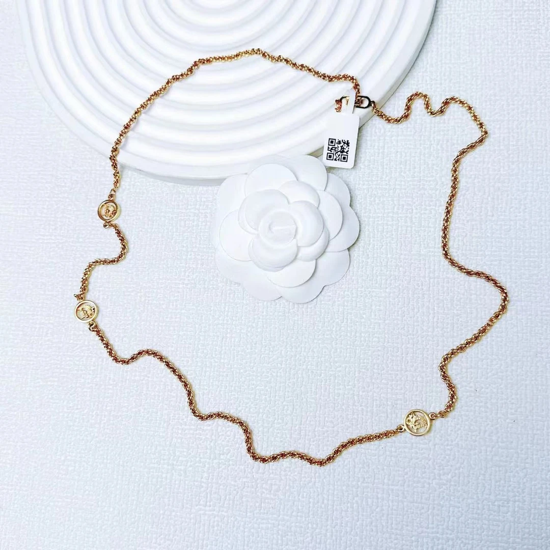 95新 DIOR/迪奥 柚礼中古/迪奥素金CD长项链LZ408980