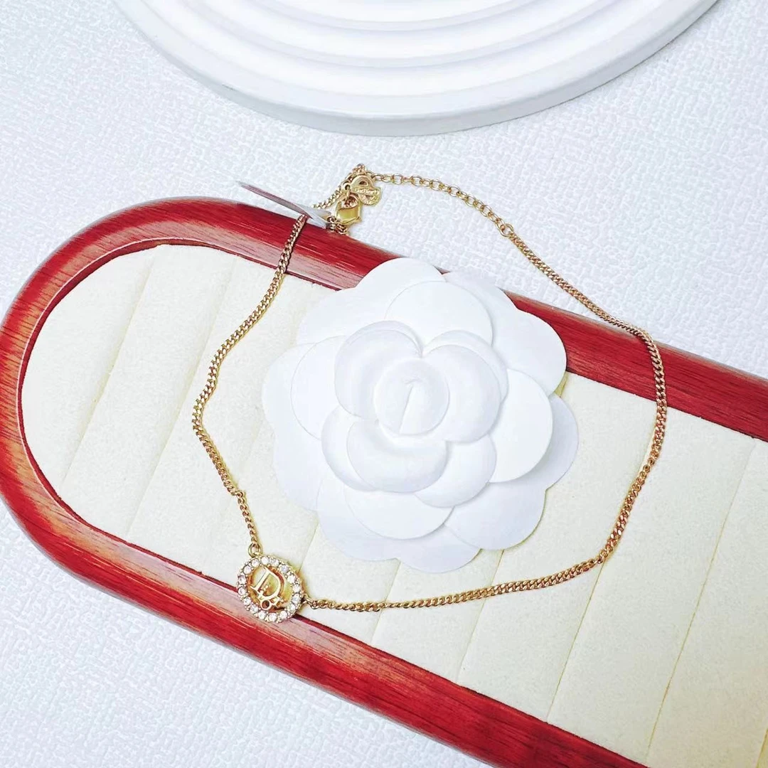 95新 DIOR/迪奥 柚礼中古/迪奥字母莱茵石项链LZ408977，lz502143