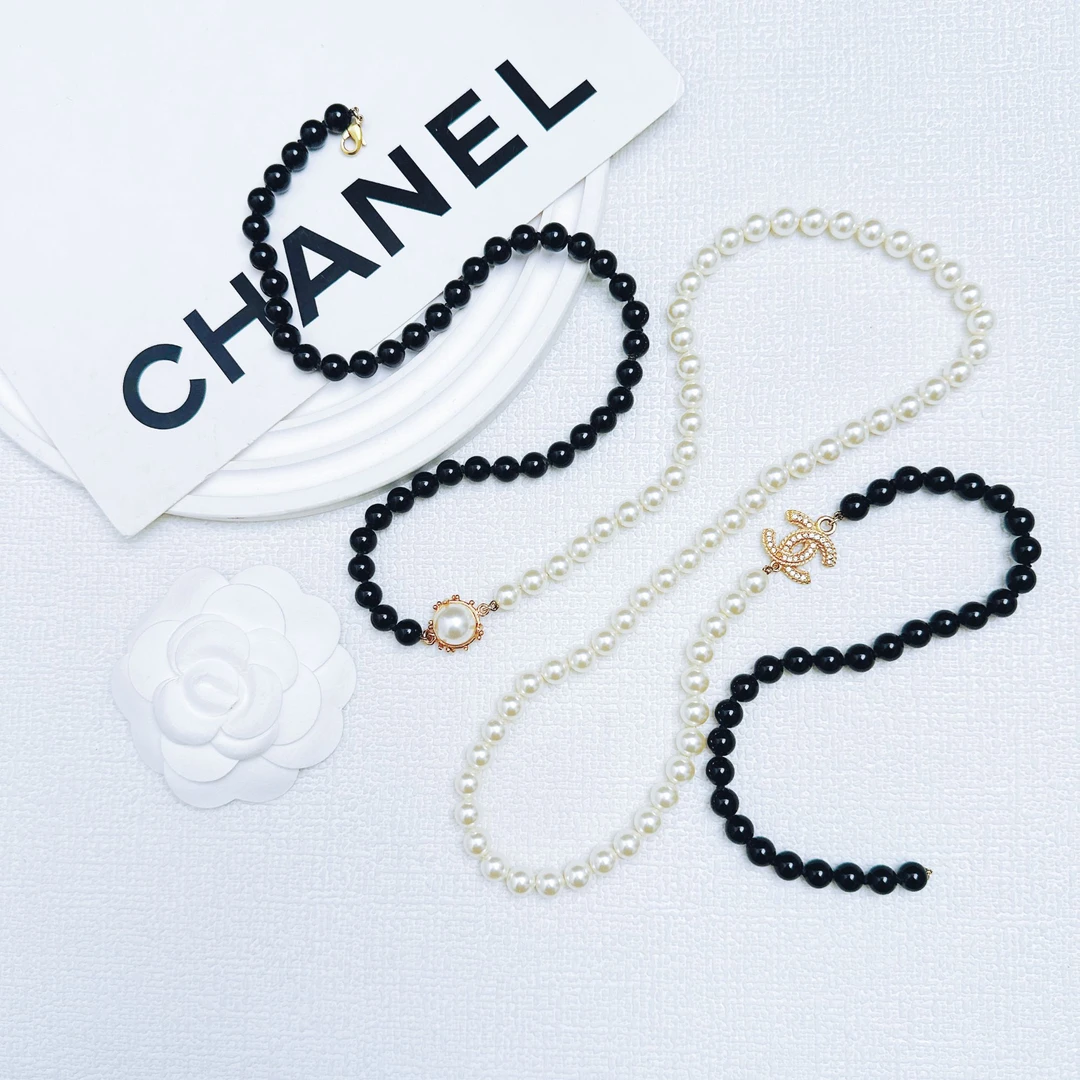 95新 Chanel/香奈儿 柚礼中古/香奈儿枪色白色珍珠项链XP