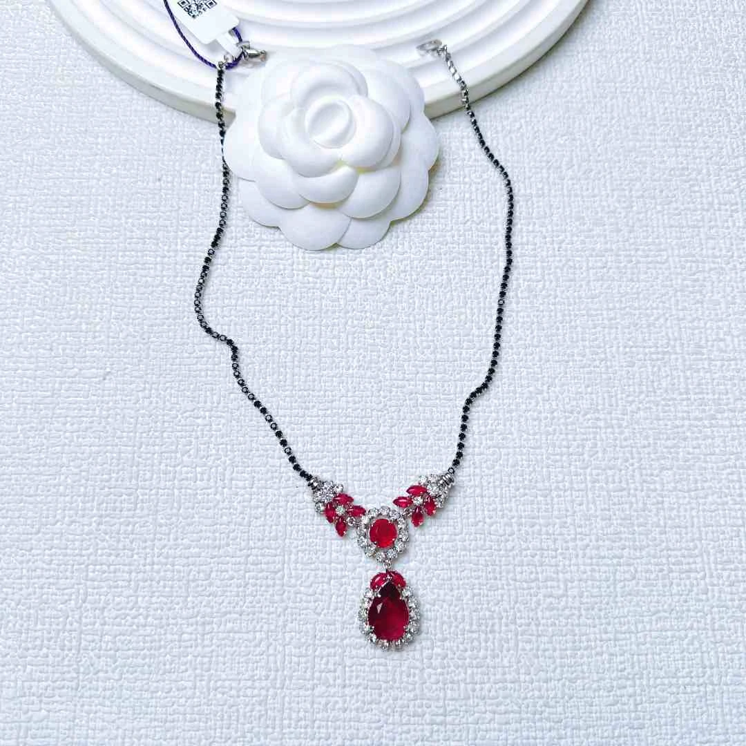 95新 DIOR/迪奥 柚礼中古/迪奥红色莱茵石吊坠项链LZ409146