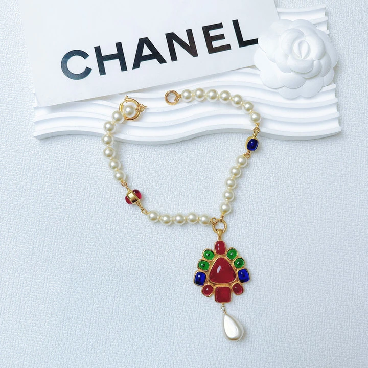 95新 Chanel/香奈儿 柚礼中古/香奈儿猫爪琉璃吊坠珍珠链CQ4052