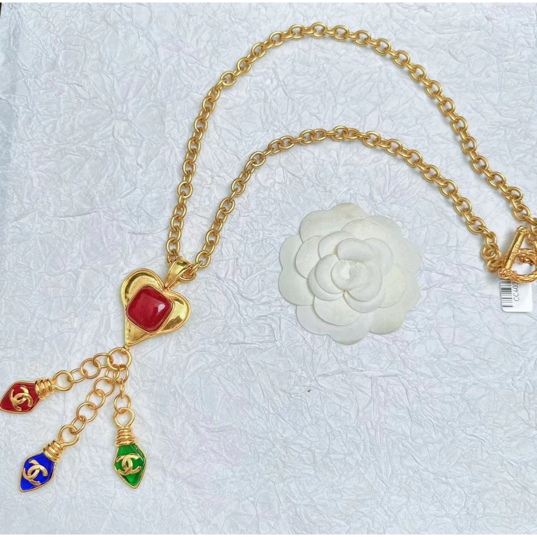 95新 Chanel/香奈儿 柚礼中古/香奈儿桃心吊坠项链CC403110