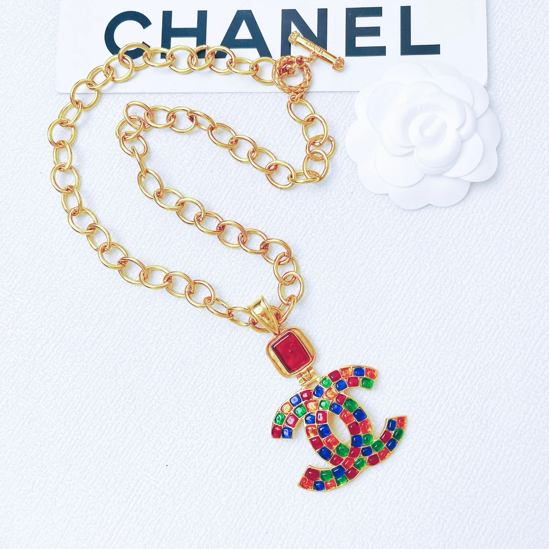 95新 Chanel/香奈儿 柚礼中古/香奈儿马赛克双C项链CQ408022