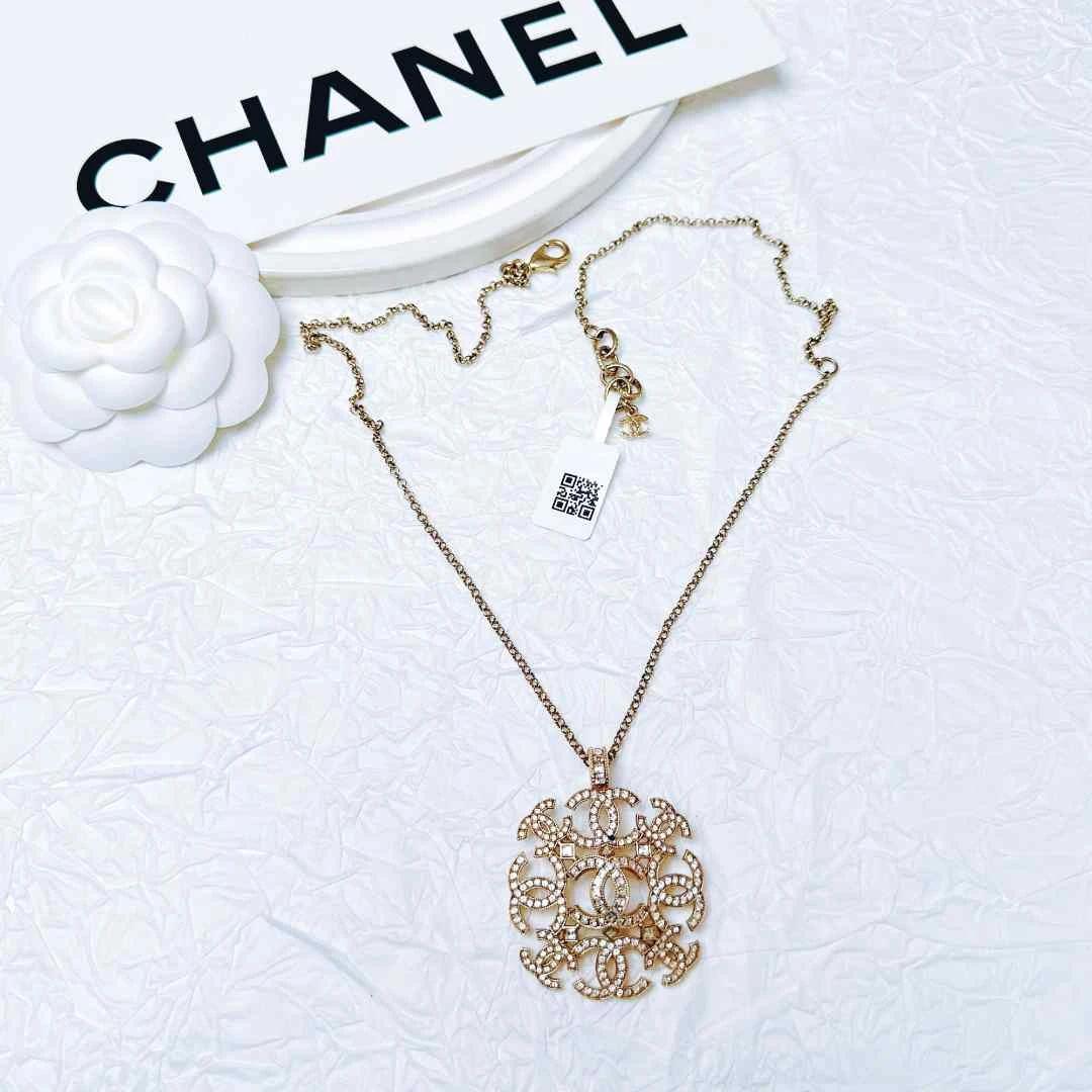 95新 Chanel/香奈儿 柚礼中古/香奈儿雪花双C满钻细链LZ408062