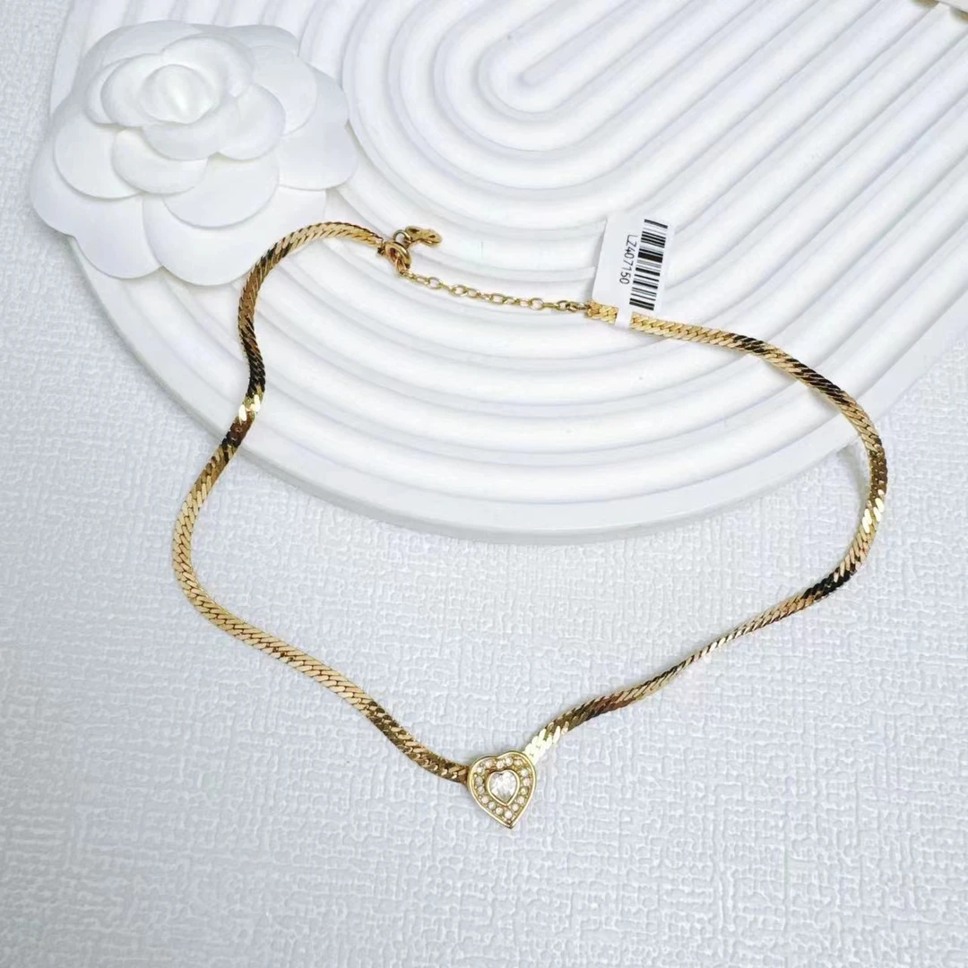 95新 DIOR/迪奥 柚礼中古/迪爱心蛇骨链项链LZ407150