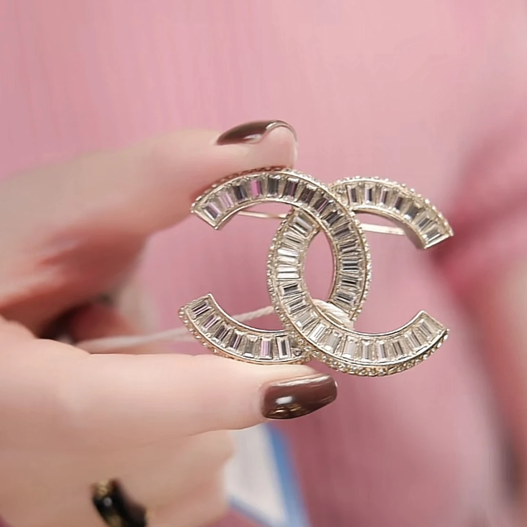 95新 Chanel/香奈儿 柚礼中古Yooli vintage/满钻双C胸针