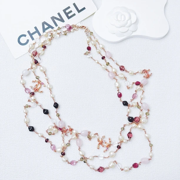 95新 Chanel/香奈儿 柚礼中古/香奈儿多层紫琉璃珍珠项链CC405100