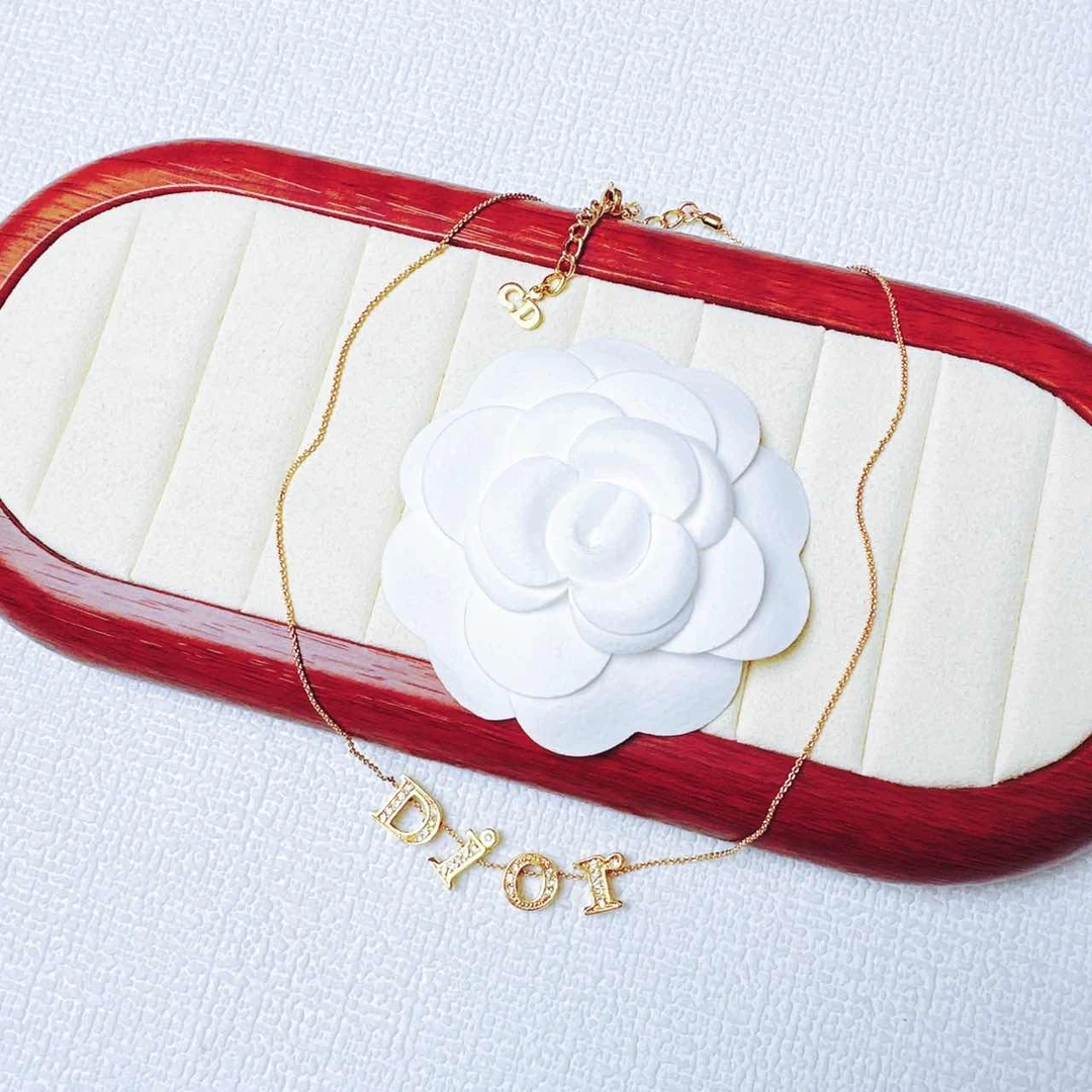 95新 DIOR/迪奥 柚礼中古/迪奥字母素金项链lz410927