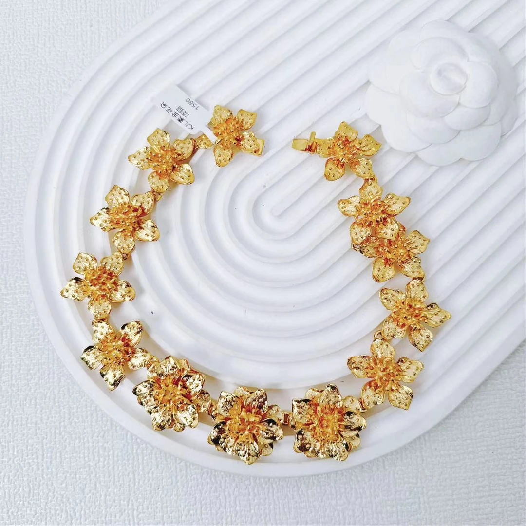 95新  柚礼中古/KJL素金花朵项链lz312304