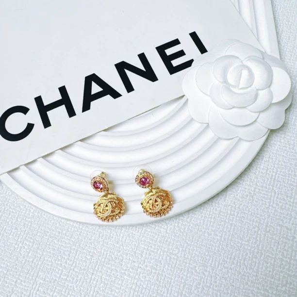 95新 Chanel/香奈儿 柚礼中古/香奈儿贝壳双C耳钉LN