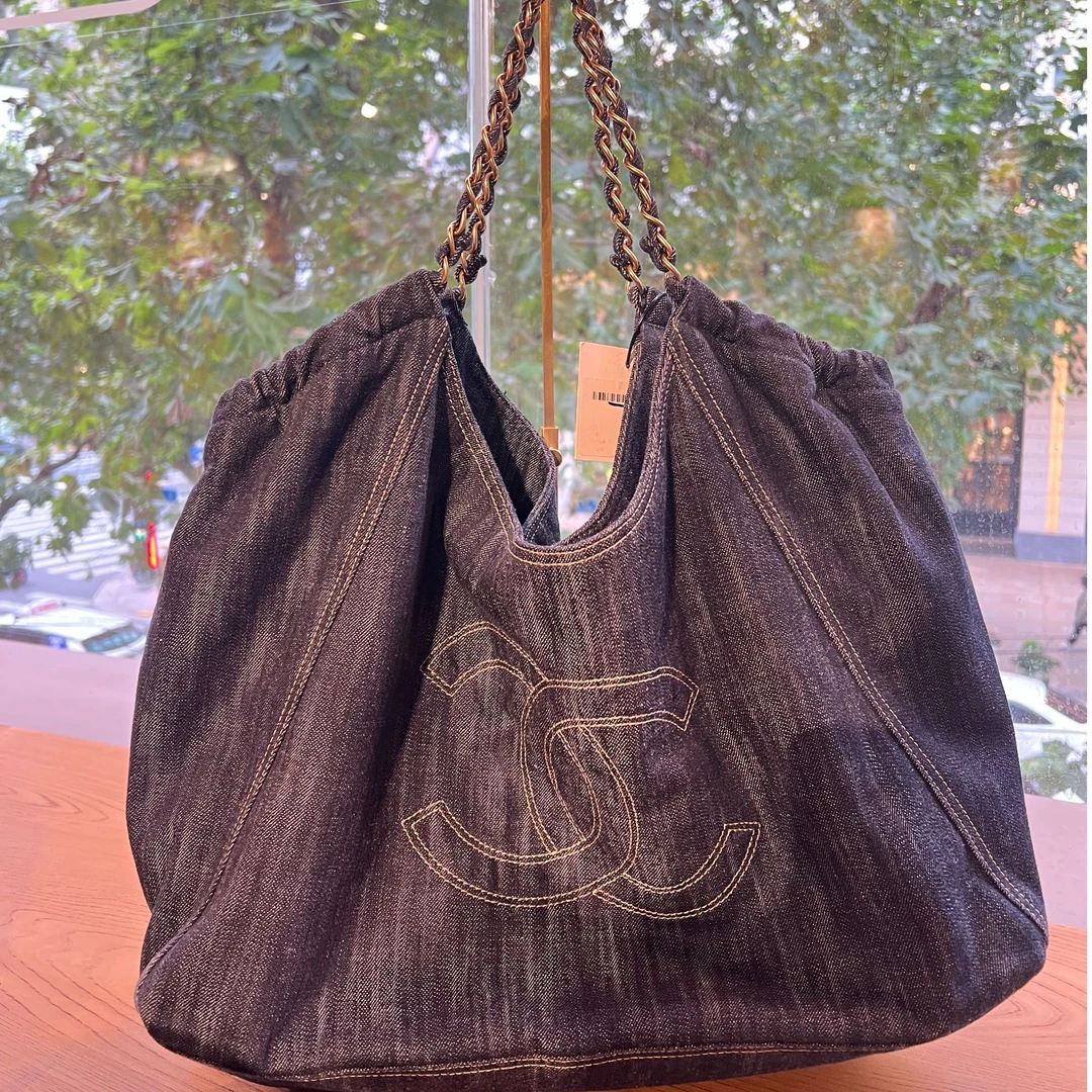 95新 Chanel/香奈儿 蓝色牛仔外缝hobo/H0010124