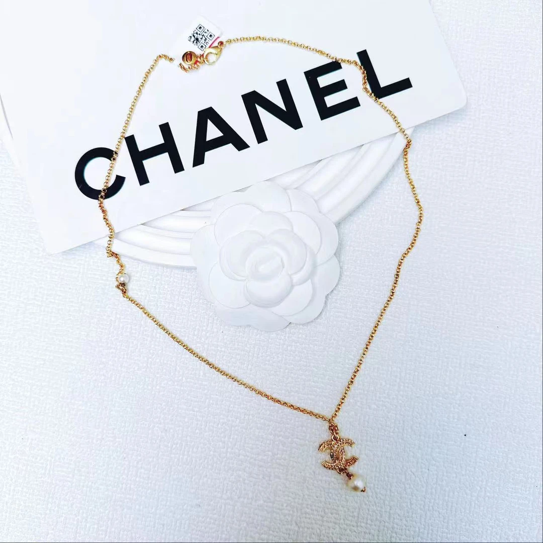 95新 Chanel/香奈儿 柚礼中古/香奈儿双C素金项链LZ409002