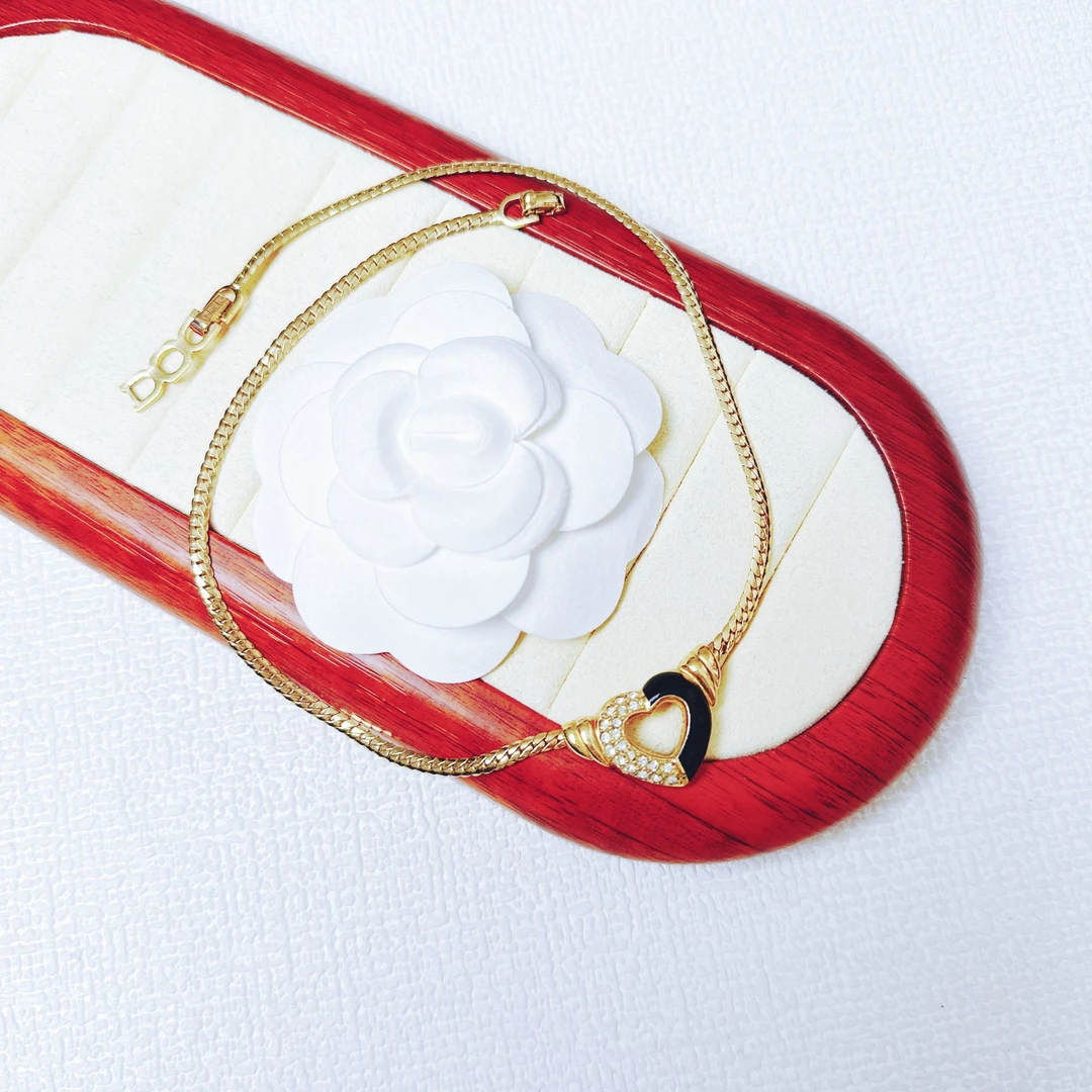 95新 DIOR/迪奥 柚礼中古/迪奥爱心珐琅项链XP