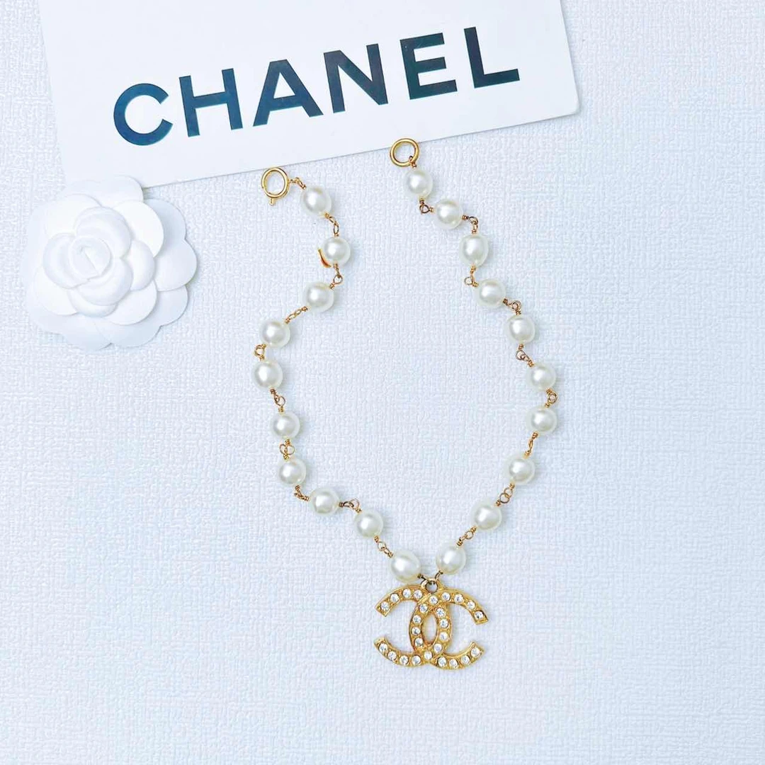 95新 Chanel/香奈儿 柚礼中古/香奈儿珍珠双C吊坠项链LE412068