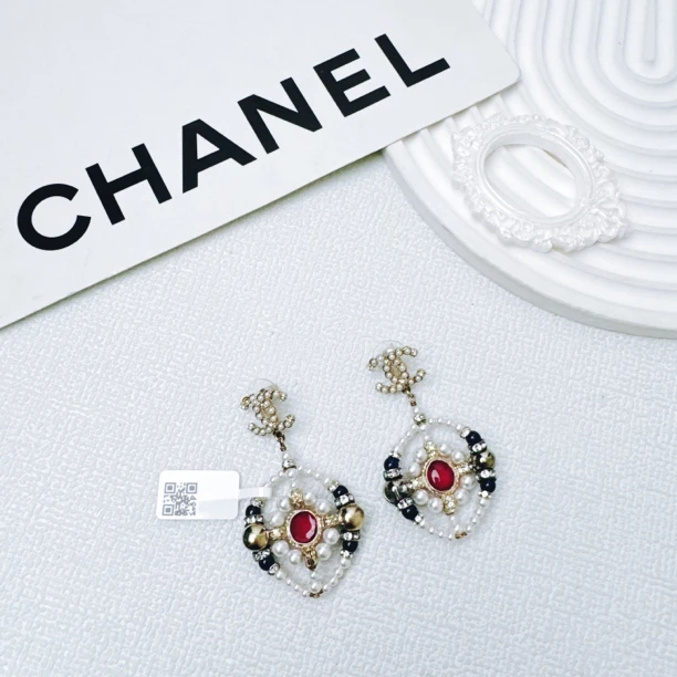 95新 Chanel/香奈儿 柚礼中古/香奈儿珍珠双C吊坠耳钉xp