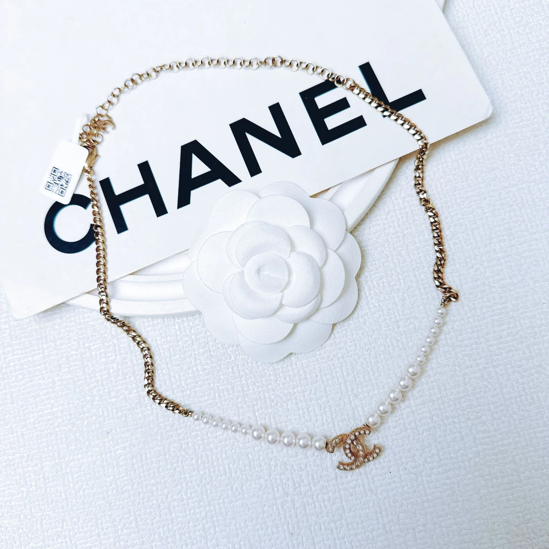 95新 Chanel/香奈儿 柚礼中古/香奈儿双C珍珠素金项链LZ410859