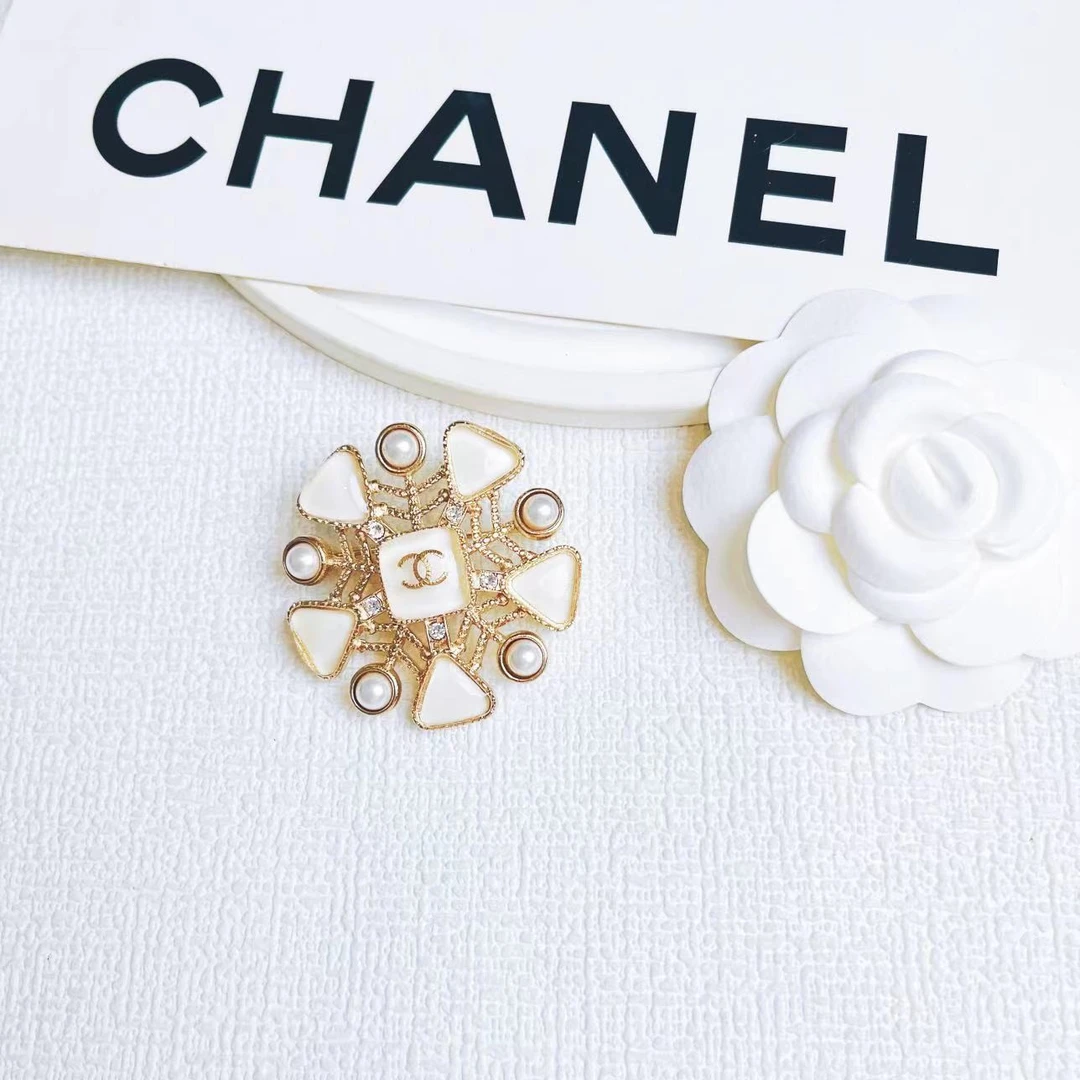 95新 Chanel/香奈儿 柚礼中古/香奈儿雪花琉璃胸针LZ409402