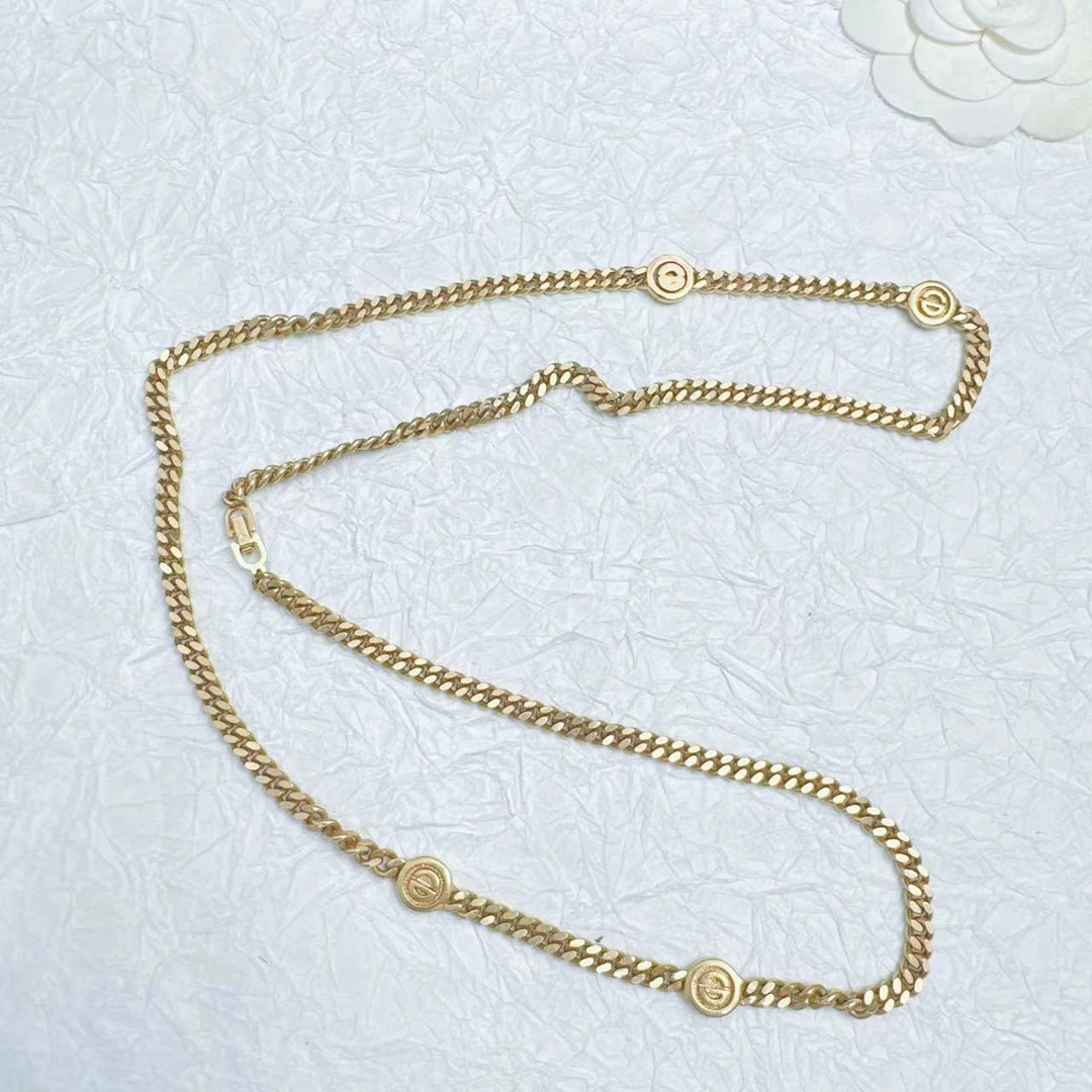 95新 DIOR/迪奥 柚礼中古/迪奥素金金币项链LZ403643，lz503137