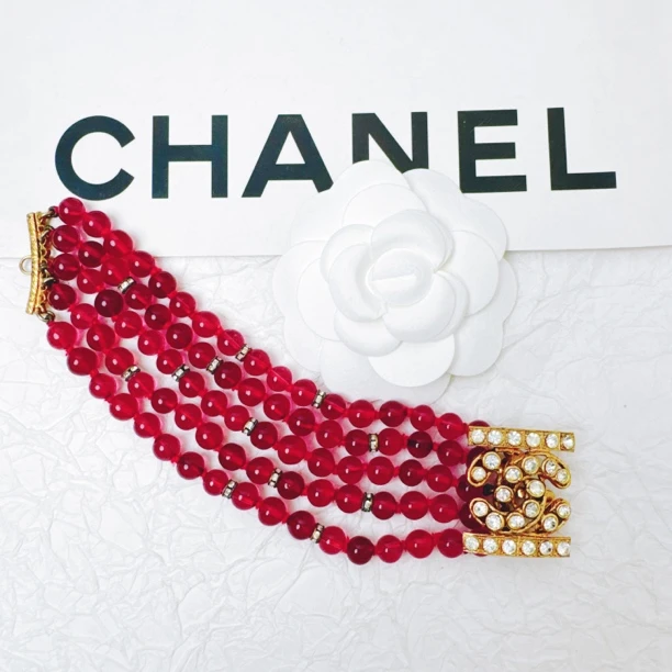 95新 Chanel/香奈儿 柚礼中古/香奈儿五层红琉璃手链LZ409592