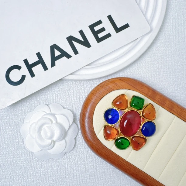95新 Chanel/香奈儿 柚礼中古/香奈儿多色琉璃胸针CQ409017