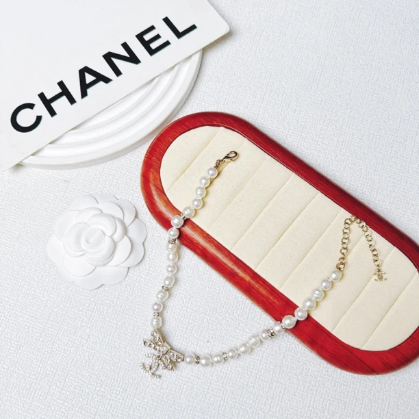 95新 Chanel/香奈儿 柚礼中古/香奈儿双C珍珠蝴蝶结项链nc411011