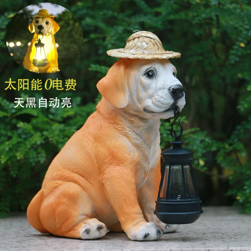户外动物狗狗小夜灯太阳能树脂花园摆件庭院灯装饰园艺阳台布置